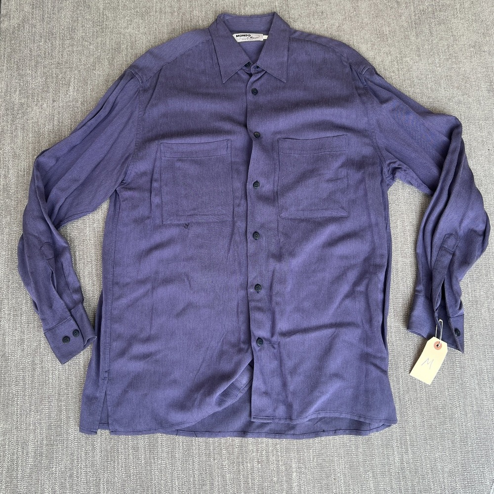 Mondo di Marco Shirt Mens Medium Purple Textured Long Sleeve Collared Button Up